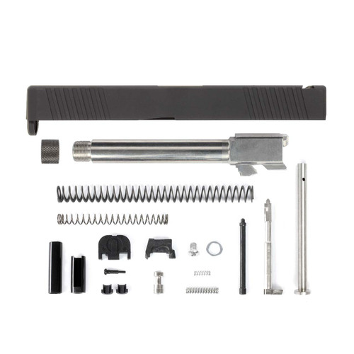 Complete Glock® 17 Compatible Slide w/ Front & Rear Serrations - Black w/ Stainless, Black, Threaded or Non-Threaded Barrel