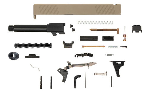 Glock® 19 Compatible Pistol Build Kit w/ FDE Front & Rear Serrated Slide 3
