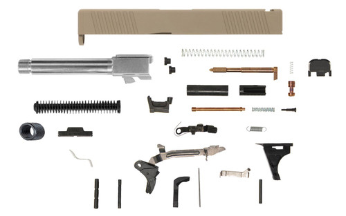 Glock® 19 Compatible Pistol Build Kit w/ FDE Front & Rear Serrated Slide 4