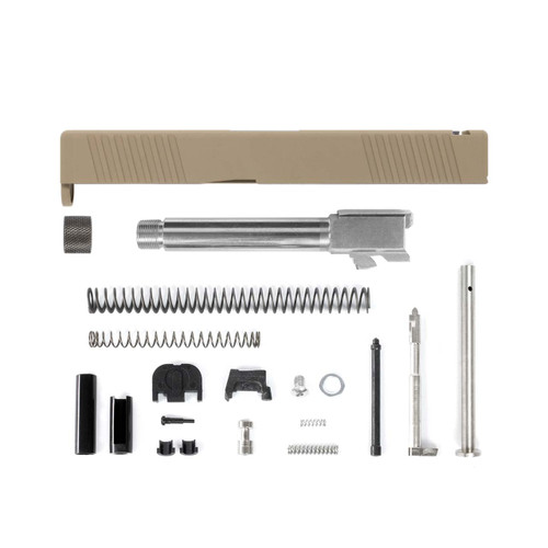 Complete Glock® 19 Compatible Rear Serration Slide - FDE w/ Black, Stainless Threaded or Non-Threaded Barrel 4