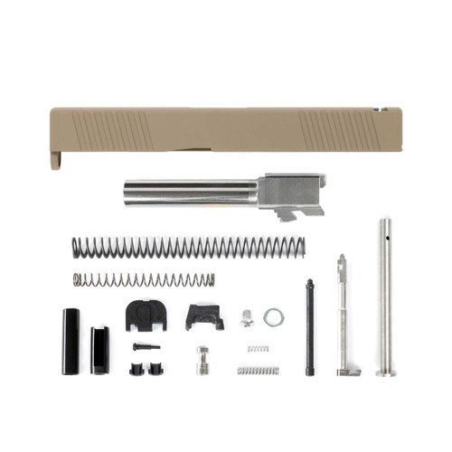 Complete Glock® 19 Compatible Rear Serration Slide - FDE w/ Black, Stainless Threaded or Non-Threaded Barrel 2