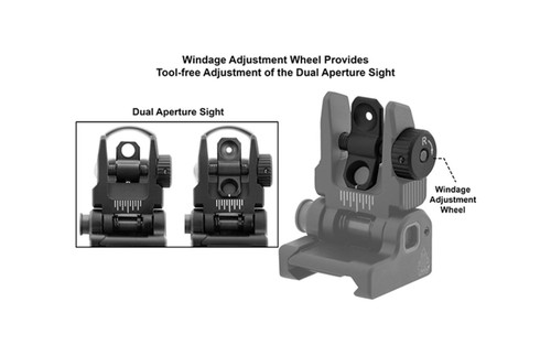 UTG®  AR15 Spring-Loaded Flip-up Rear Sight -  ACCU-SYNC®, Black 5